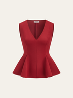 Sleeveless V-Neck Peplum Top