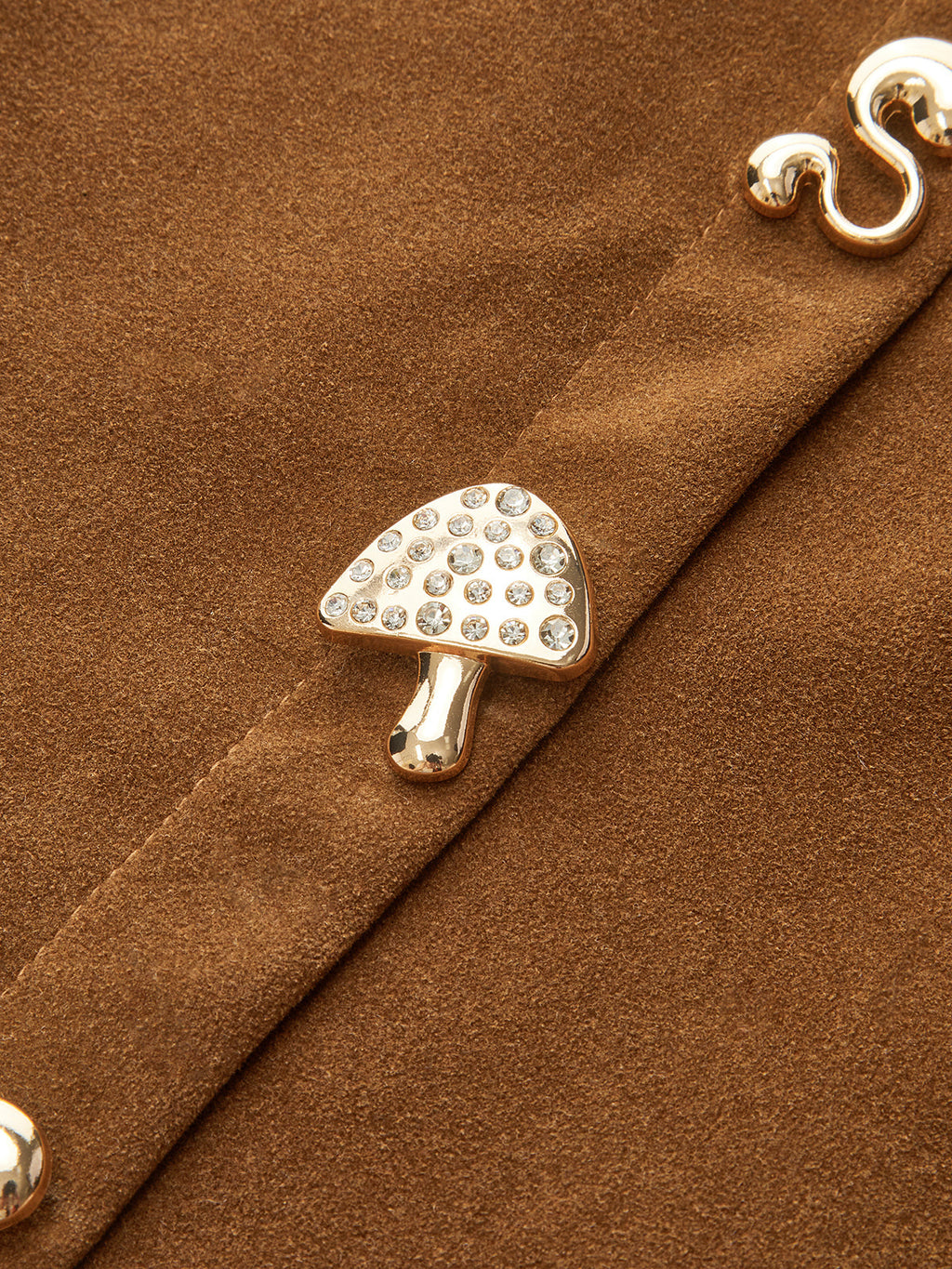 Irregular Metal Detail Suede Effect Mini Skirt