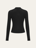 Metal Detail Mock Neck Long Sleeve T-Shirt