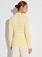 Shirt Collar Textured Knit Button Cardigan