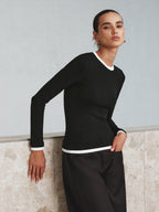 Contrast Trim Long Sleeve T-Shirt