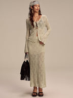Tencel Flared Sleeve Knit Skirt Set