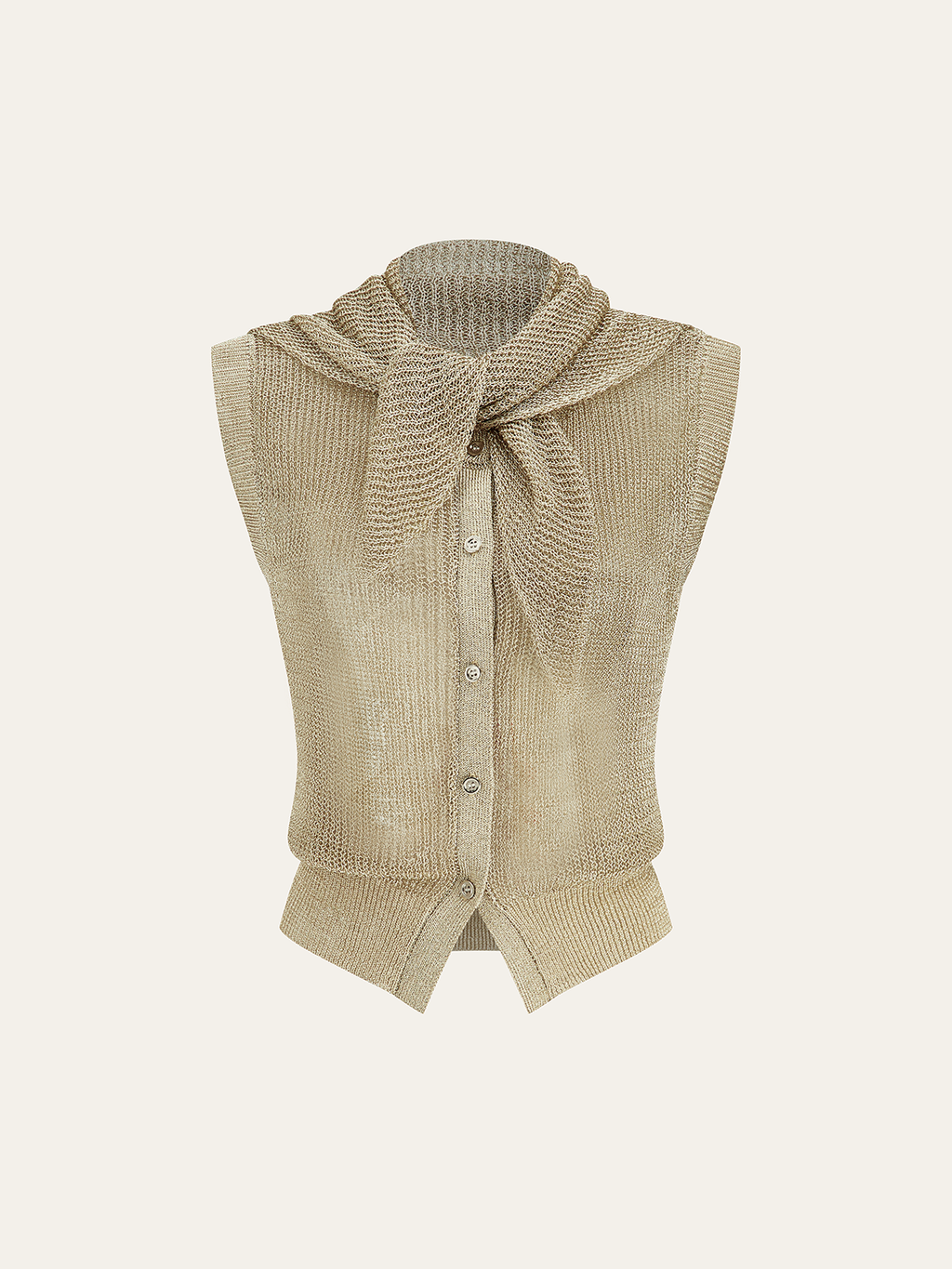 Knit Sleeveless Vest with Scarf