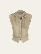 Knit Sleeveless Vest with Scarf