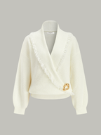 Wrap Fringe Wool Blend Sweater
