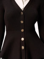 2 in 1 Shirt Panel Ribbed Peplum Cardigan