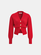 Wool Blend Cropped V-Neck Cardigan
