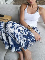 Ribbed Stretchy Faux Leather Buckle Vintage Tank Top