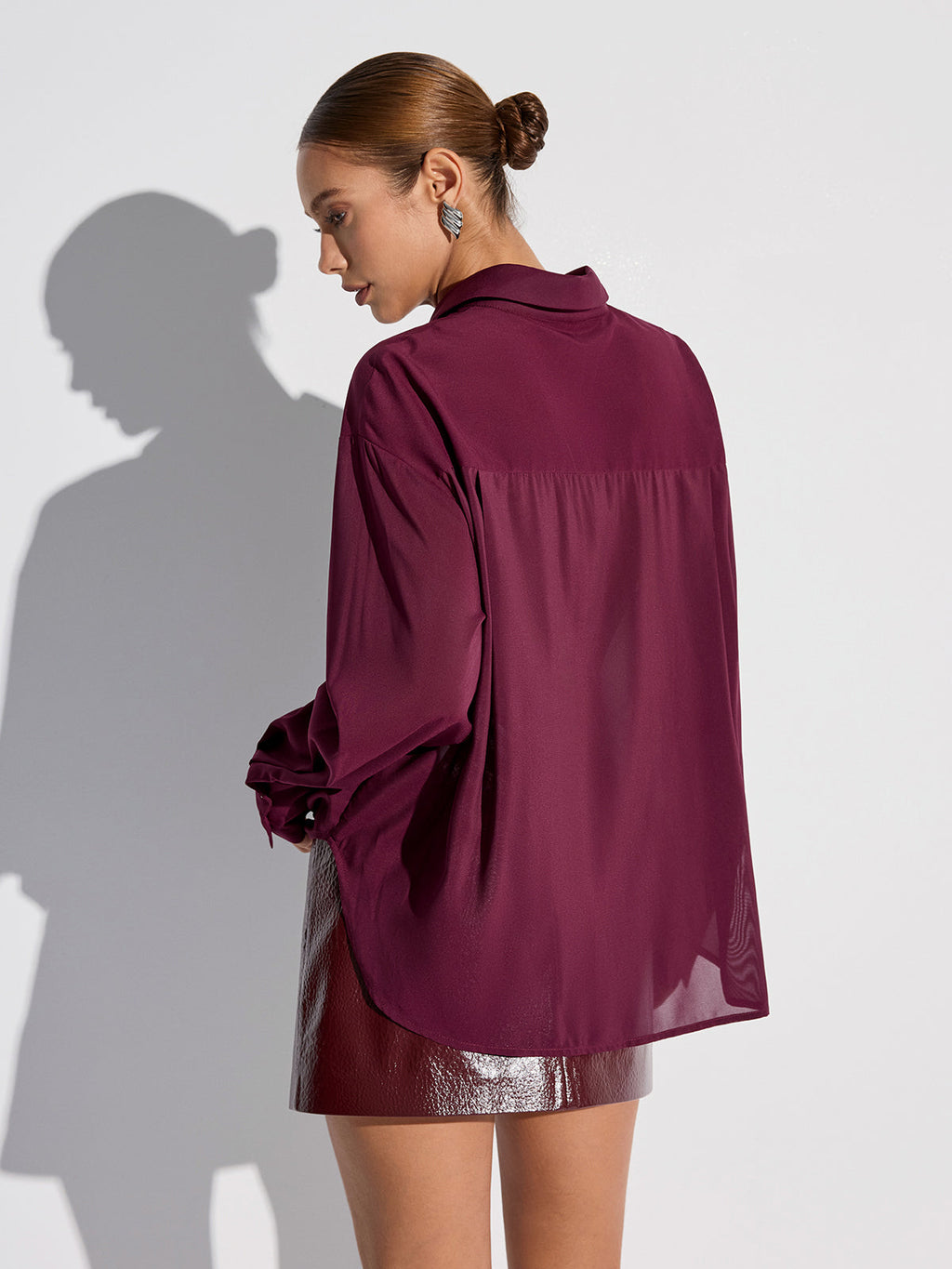 Semi-Sheer Chiffon Button Shirt