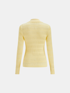 Shirt Collar Textured Knit Button Cardigan
