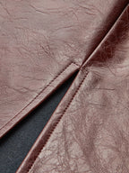 Knot Detail Slit Faux Leather Midi Skirt