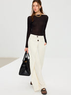 Off-Shoulder Sheer Knit Top