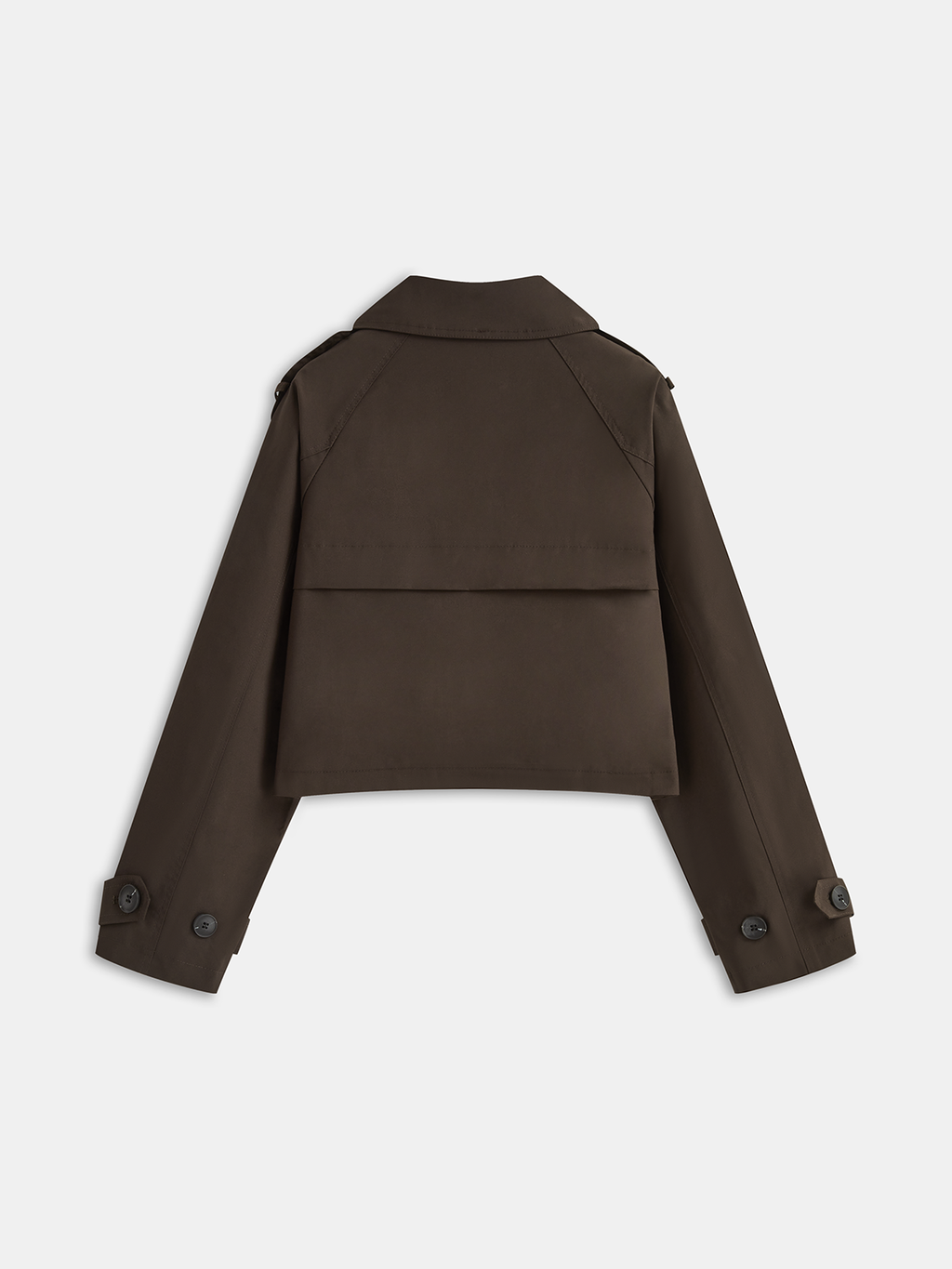 Double-Button Cropped Trench Coat