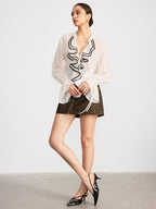 Ruffle Polka Dot Long Sleeve Shirt