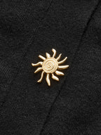 Metal Sun Button Tie-Back Cardigan