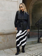 Stand Collar Belted PU Leather Quilted Jacket