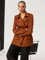 Suede Effect Belted Trench Coat