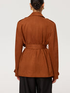 Suede Effect Belted Trench Coat