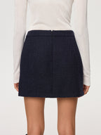 Metal Button Tweed Mini Skirt