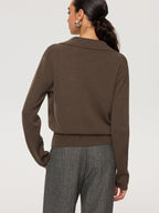 2 in 1 Color-Block Wool Blend Polo Collar Sweater