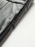 Contrast Pleated Faux Leather Mini Skirt