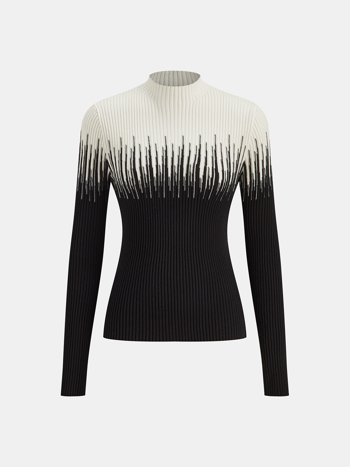 Geometric Pattern High Neck Sweater