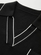 Contrast Trim Polo Knit Top