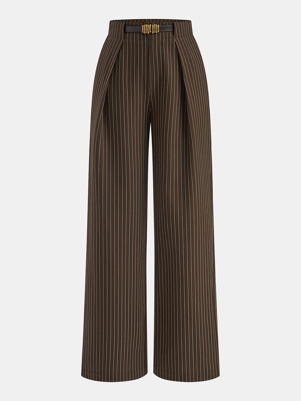 Belted Striped Smart Pants