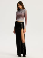 Gradient Mesh Long Sleeve Top