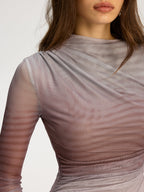 Gradient Mesh Long Sleeve Top