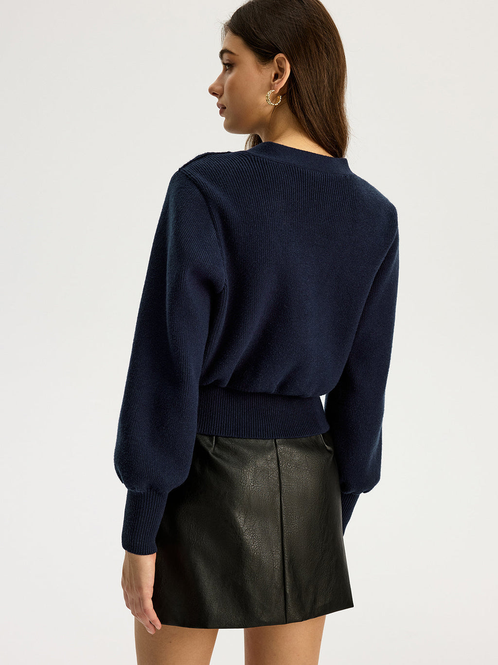 Heart Metal Detail V-Neck Sweater