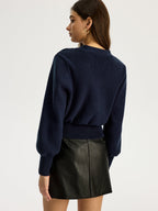 Heart Metal Detail V-Neck Sweater