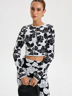 Floral Pattern Crop Cardigan