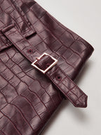 Crocodile Embossed PU Leather Mini Skirt