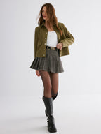 Pleated Tweed Skirt