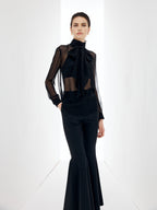 Sheer Bow Chiffon Blouse