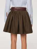 Belted Pocket Pleated Mini Skirt