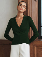 Ribbed Knit Collared Top