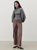 Overlap Detail Mid-Waist Pants