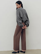 Overlap Detail Mid-Waist Pants
