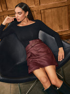 Belted Asymmetric Faux Leather Mini Skirt