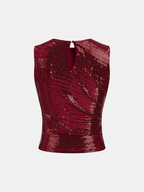 Sequin Ruched Sleeveless Top