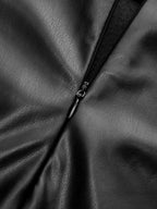 Faux Leather Slit Ruched Maxi Skirt