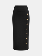 Metal Decor Midi Pencil Skirt