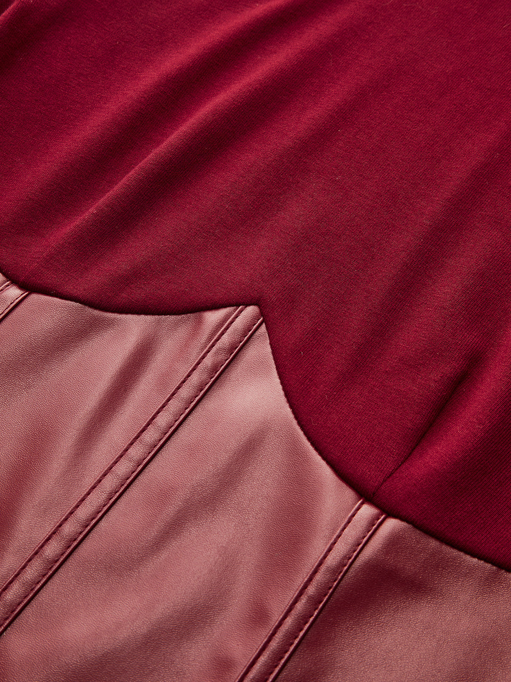 Faux Leather Corset Paneled Mock Neck Top
