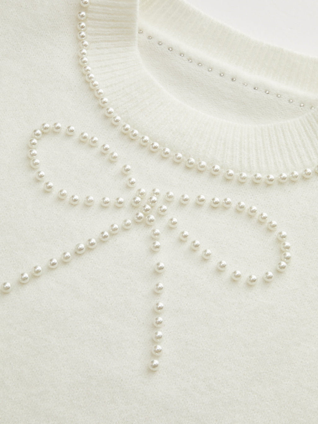 Pearl Bow Detail Cap Sleeve Knit Vest