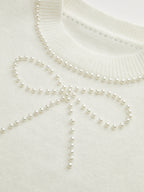 Pearl Bow Detail Cap Sleeve Knit Vest