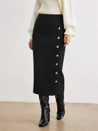Metal Decor Midi Pencil Skirt