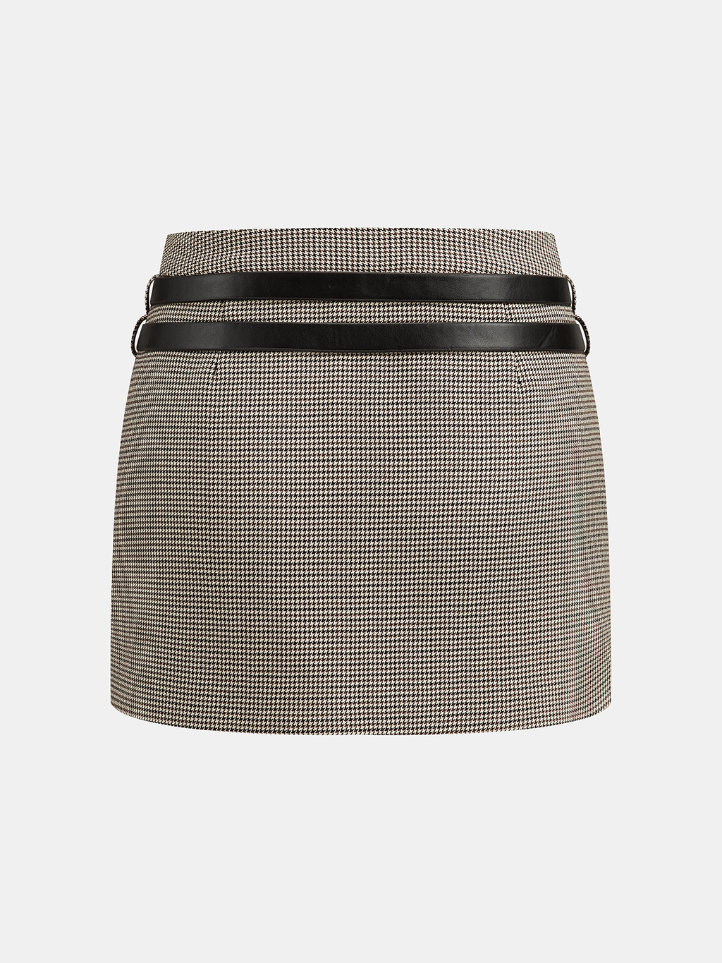 Houndstooth Mini Skirt with Double Belt