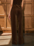 Mid-Waist Corduroy Wide-Leg Pants